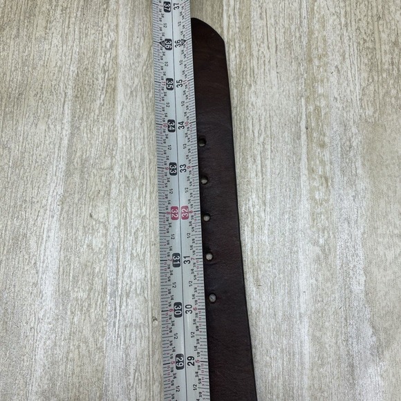 Justin SZ 32 Black Leather Belt with Crumrine TEXAS Buckle Gold Silver Two Tone - Picture 8 of 9